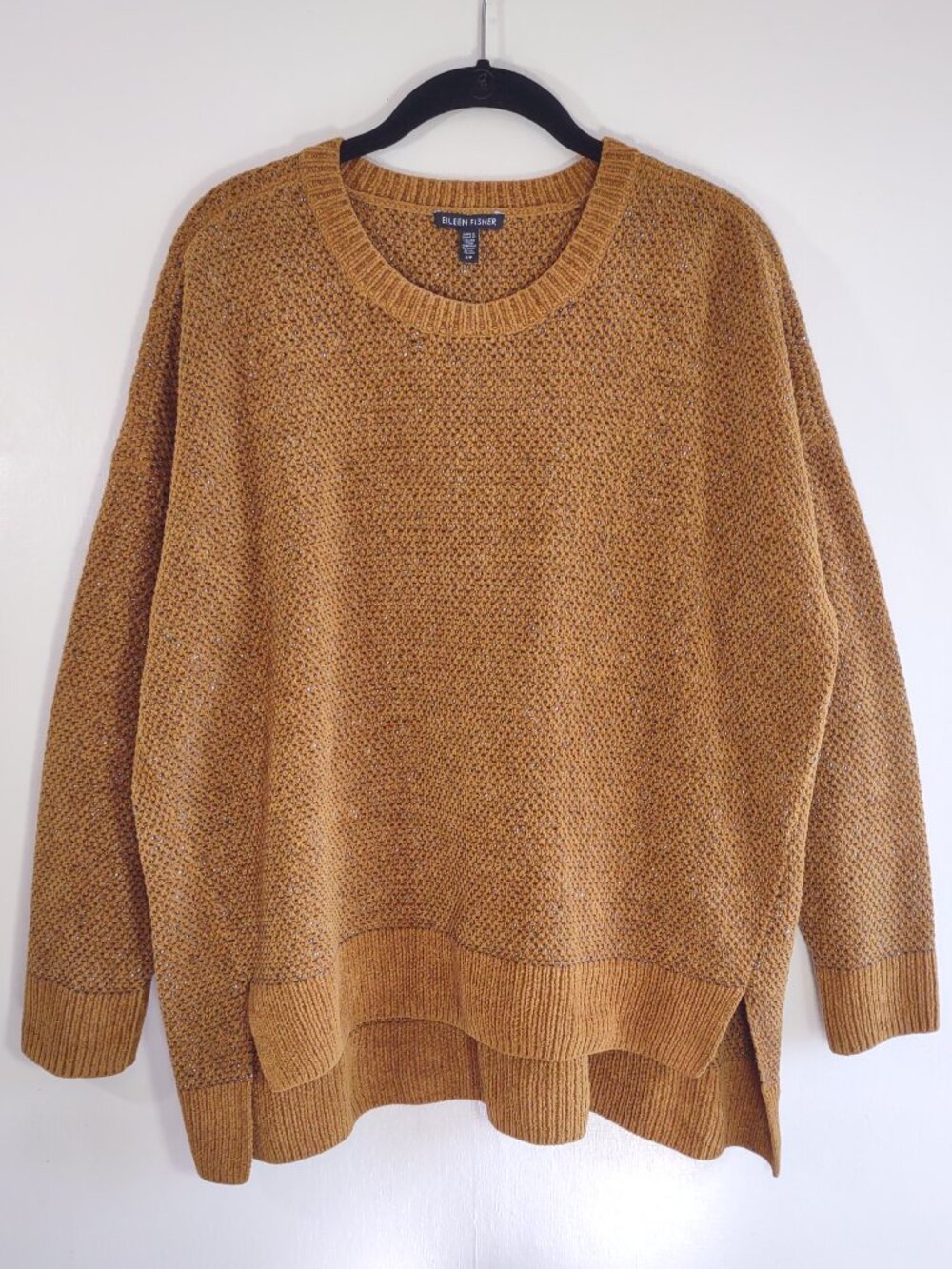 Eileen Fisher Organic Cotton Chenille Pullover Sweater Small Pumpkin Spice Boho